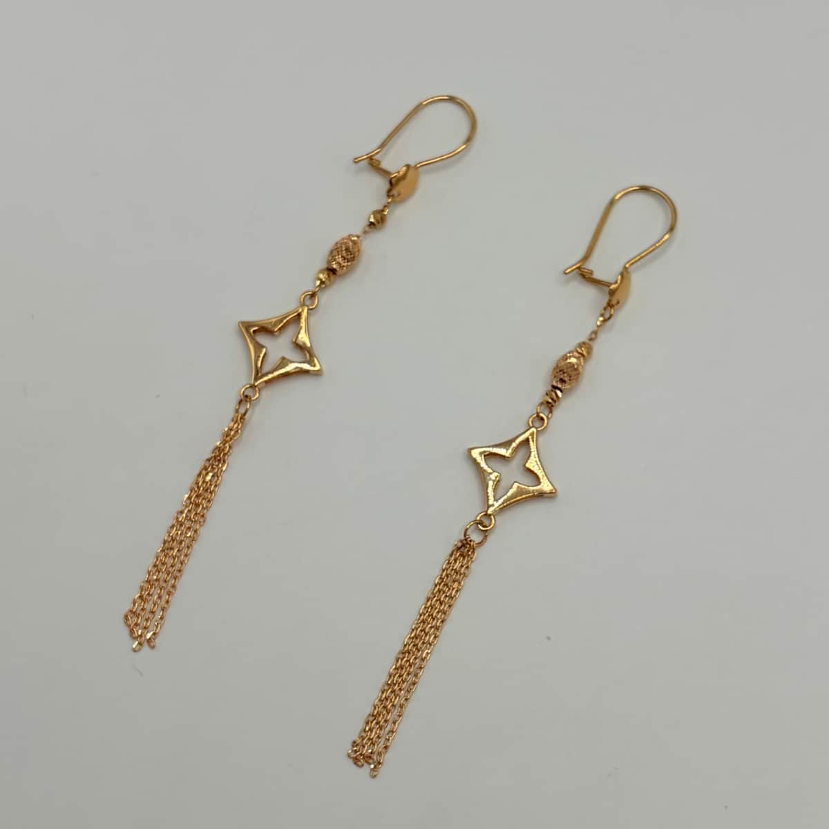 گوشواره طلا 18 عیار آویزی وزن 3.730 گرم اجرت ساخت 12 درصد کد GD01 000371 - تصویر 2