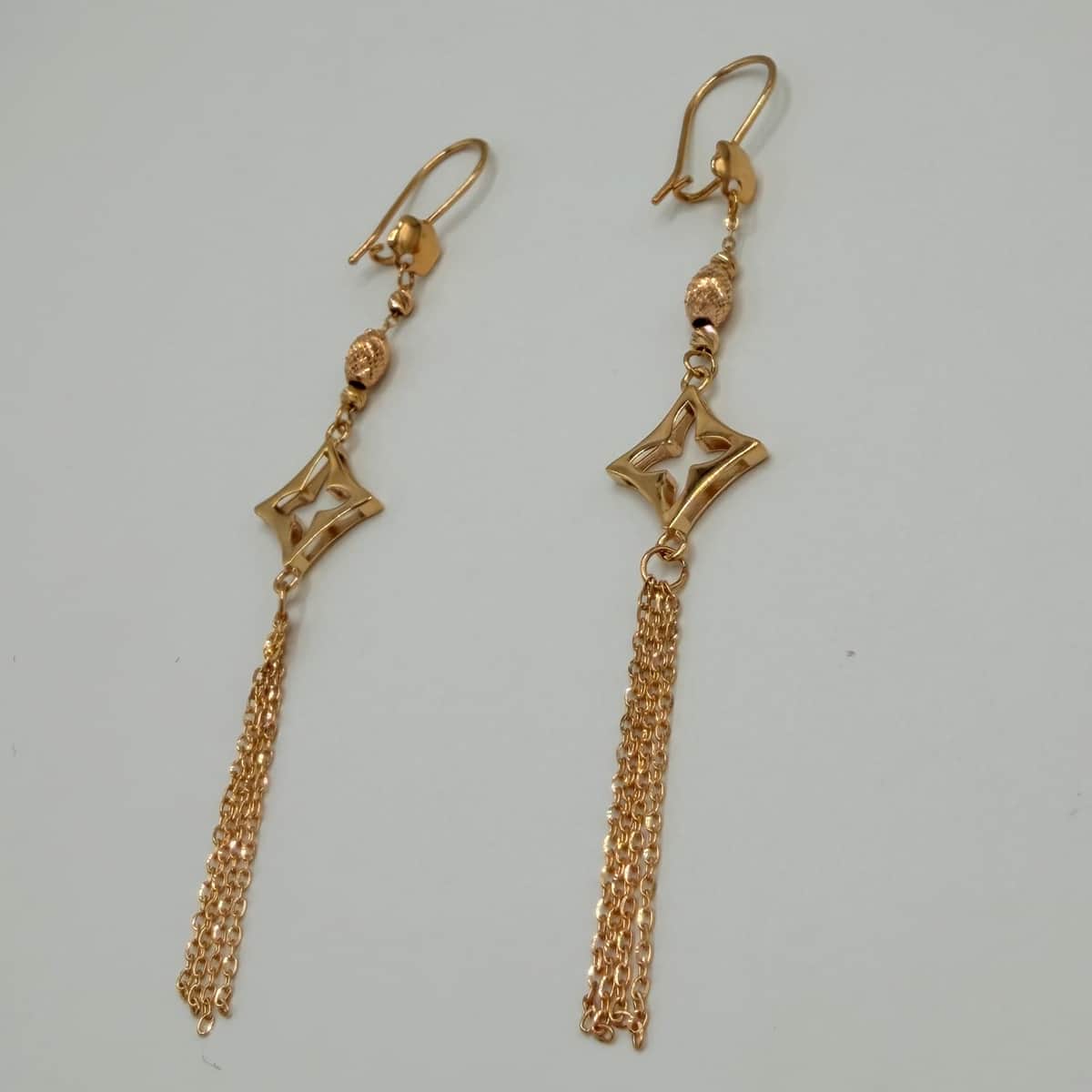گوشواره طلا 18 عیار آویزی وزن 3.730 گرم اجرت ساخت 12 درصد کد GD01 000371 - تصویر 3