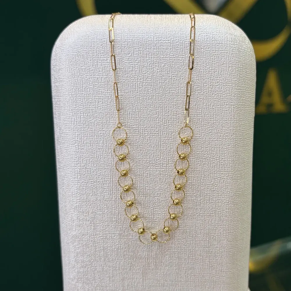 گردنبند طلا 18 عیار مینیمال هرمس و حلقه وزن 1.640 گرم اجرت ساخت ۱۵ درصد کد GD01 000041