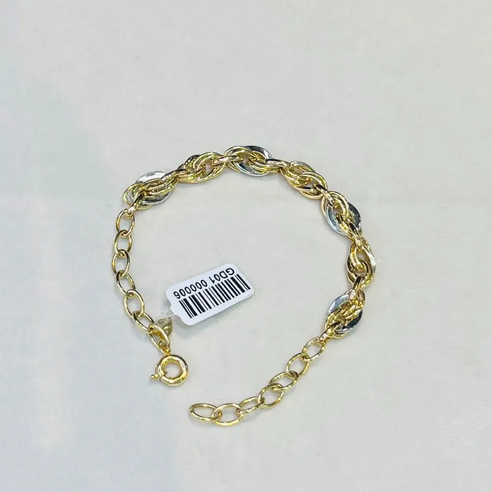 دستبند طلا ۱۸ عیار زنجیری دو رنگ وزن ۵٫۶۹۰ گرم اجرت ساخت ۱۱ درصد کد GD01 000006 - تصویر 2