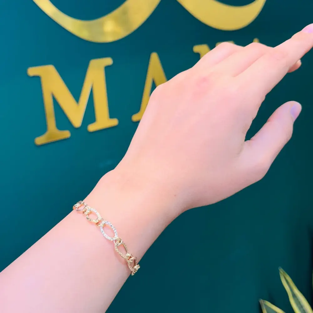 دستبند طلا ۱۸ عیار زنجیری سه رنگ وزن ۲٫۷۶۰ گرم اجرت ساخت ۱۴ درصد کد GD01 000218 - تصویر 4