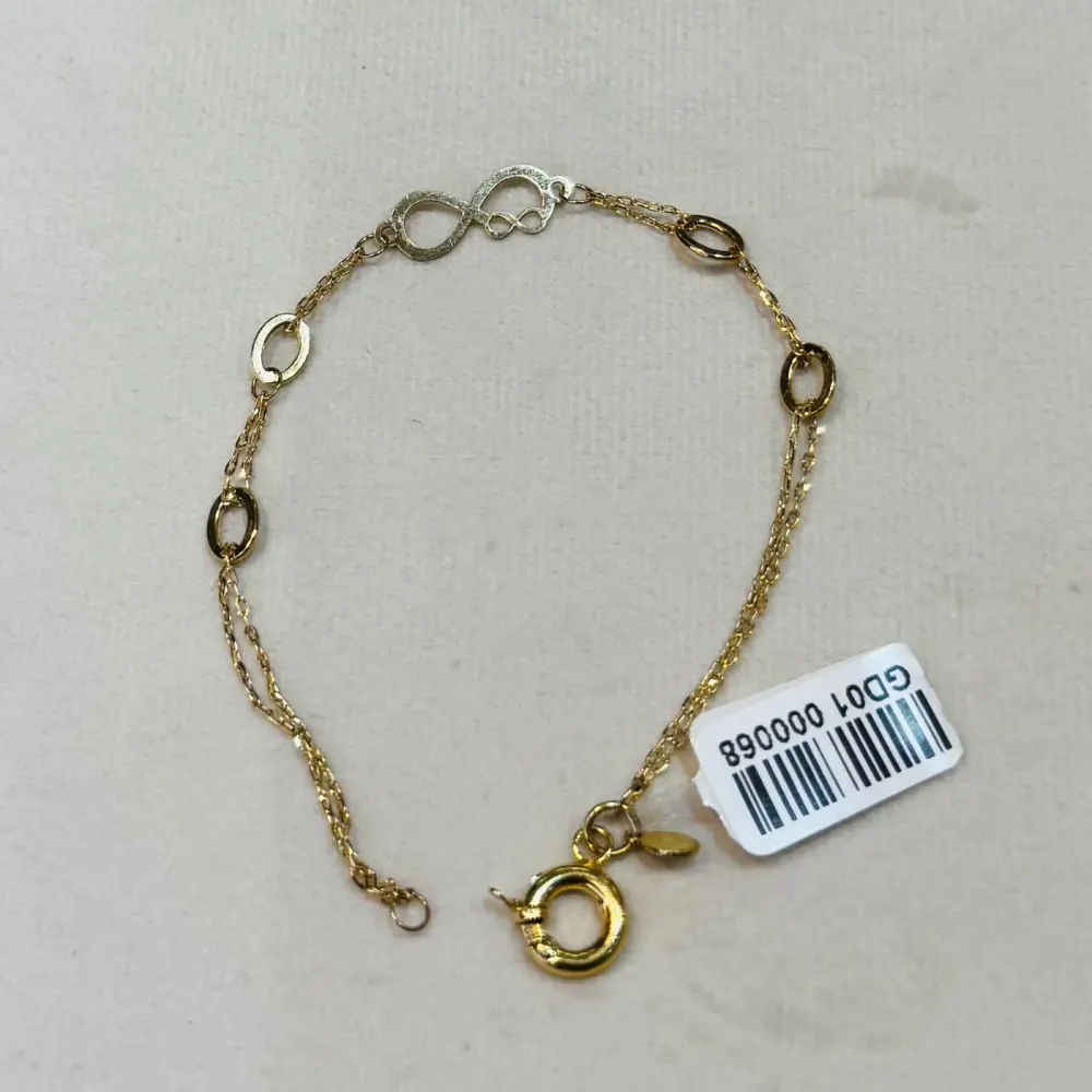 دستبند طلا ۱۸ عیار مینیمال بی نهایت وزن ۱٫۷۲۰ گرم اجرت ساخت ۱۲ درصد کد GD01 000068
