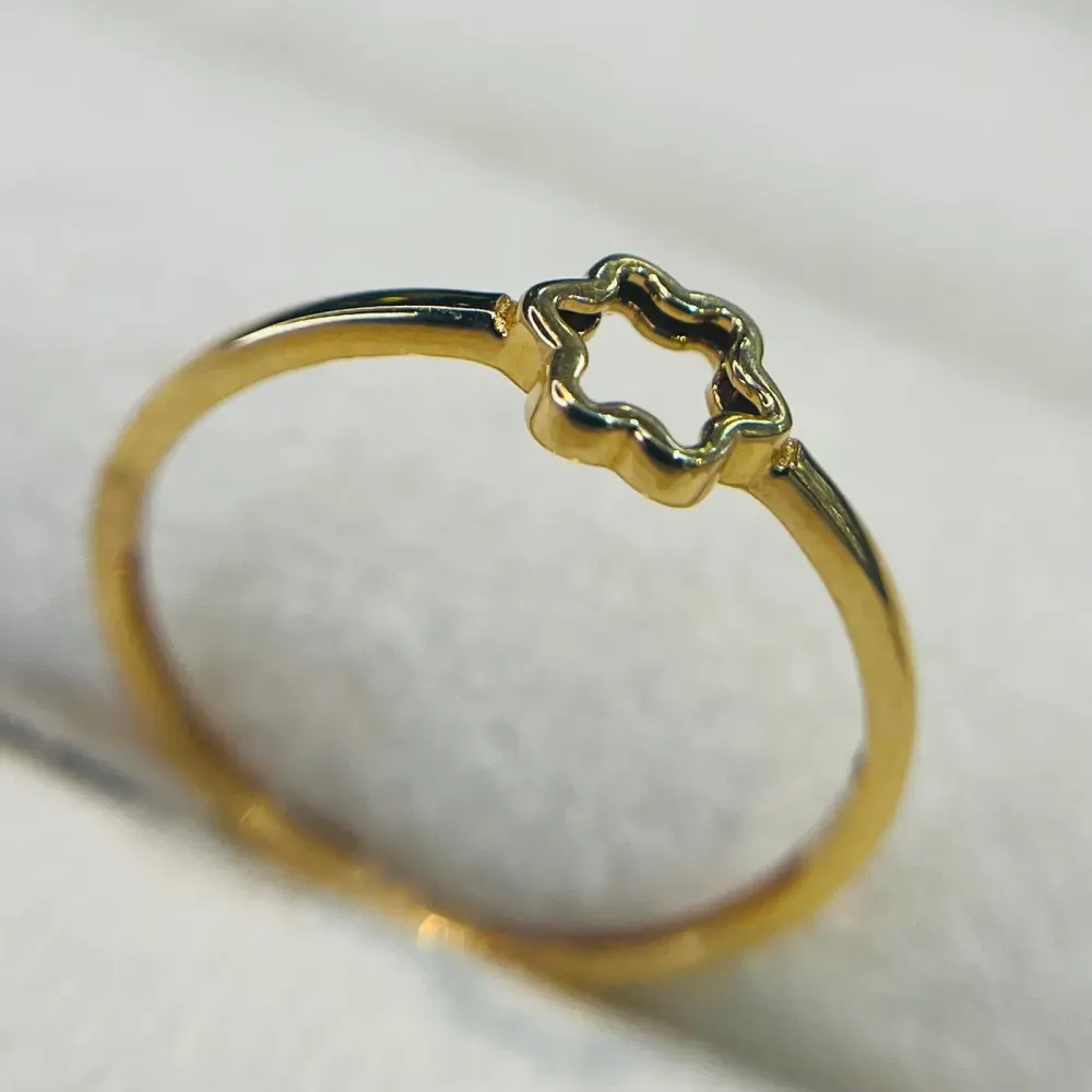 انگشتر طلا 18 عیار مینیمال گل توخالی وزن ۰.۷۵0 گرم اجرت ساخت ۱۳ درصد کد GD01 000183 - تصویر 3