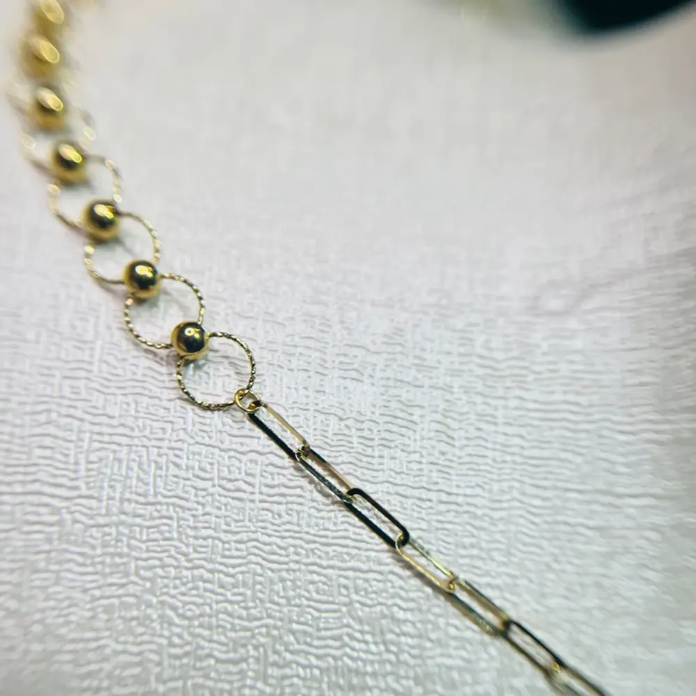 گردنبند طلا 18 عیار مینیمال رول‌بافت گوی‌دار وزن ۱.550 گرم اجرت ساخت ۱۵ درصد کد GD01 000078 - تصویر 2