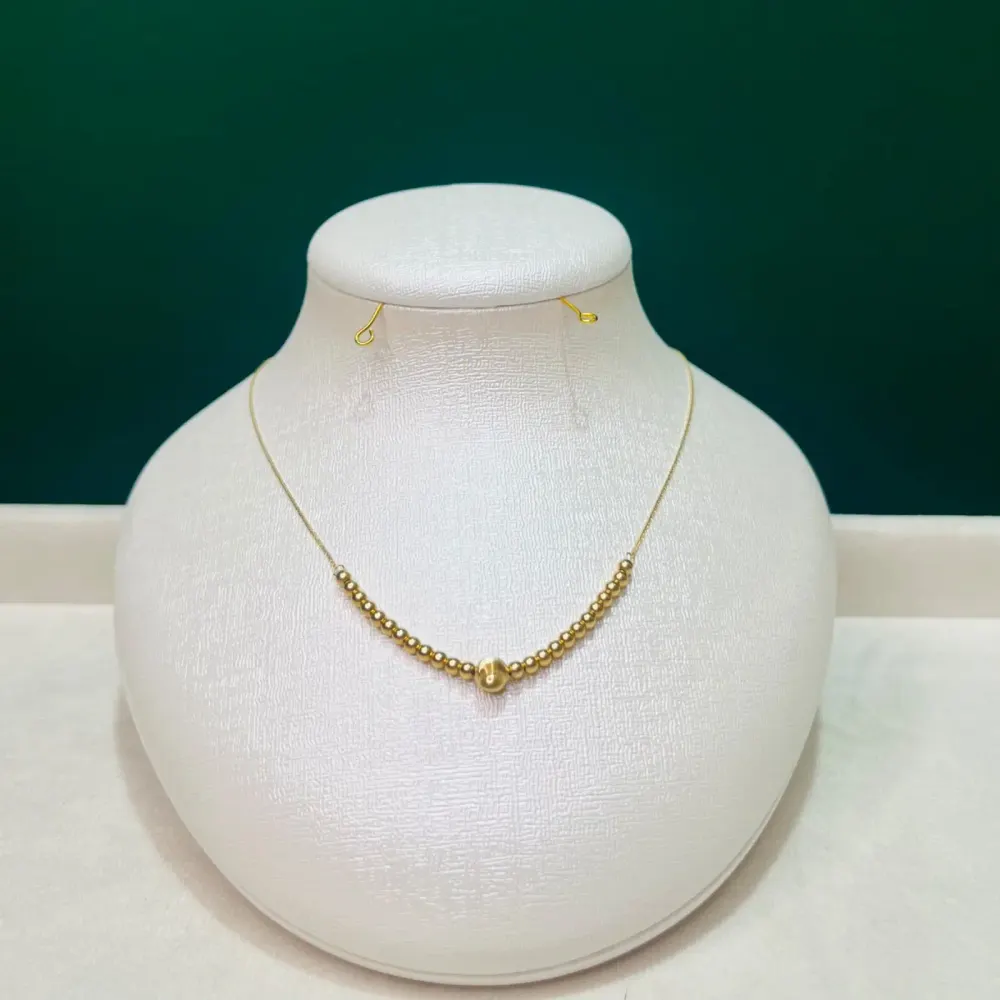 گردنبند طلا 18 عیار مینیمال توپی وزن ۰.۹۳0 گرم اجرت ساخت ۱۵ درصد کد GD01 00008