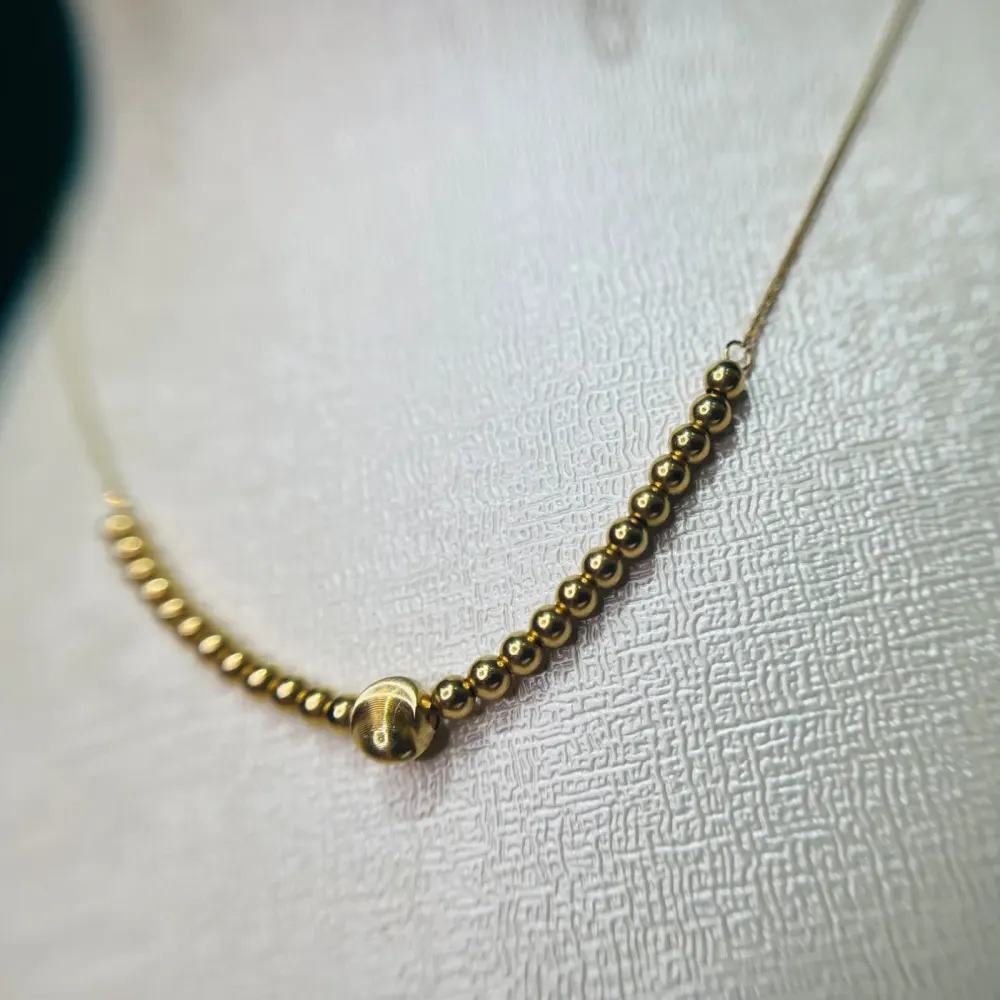 گردنبند طلا 18 عیار مینیمال توپی وزن ۰.۹۳0 گرم اجرت ساخت ۱۵ درصد کد GD01 00008 - تصویر 2