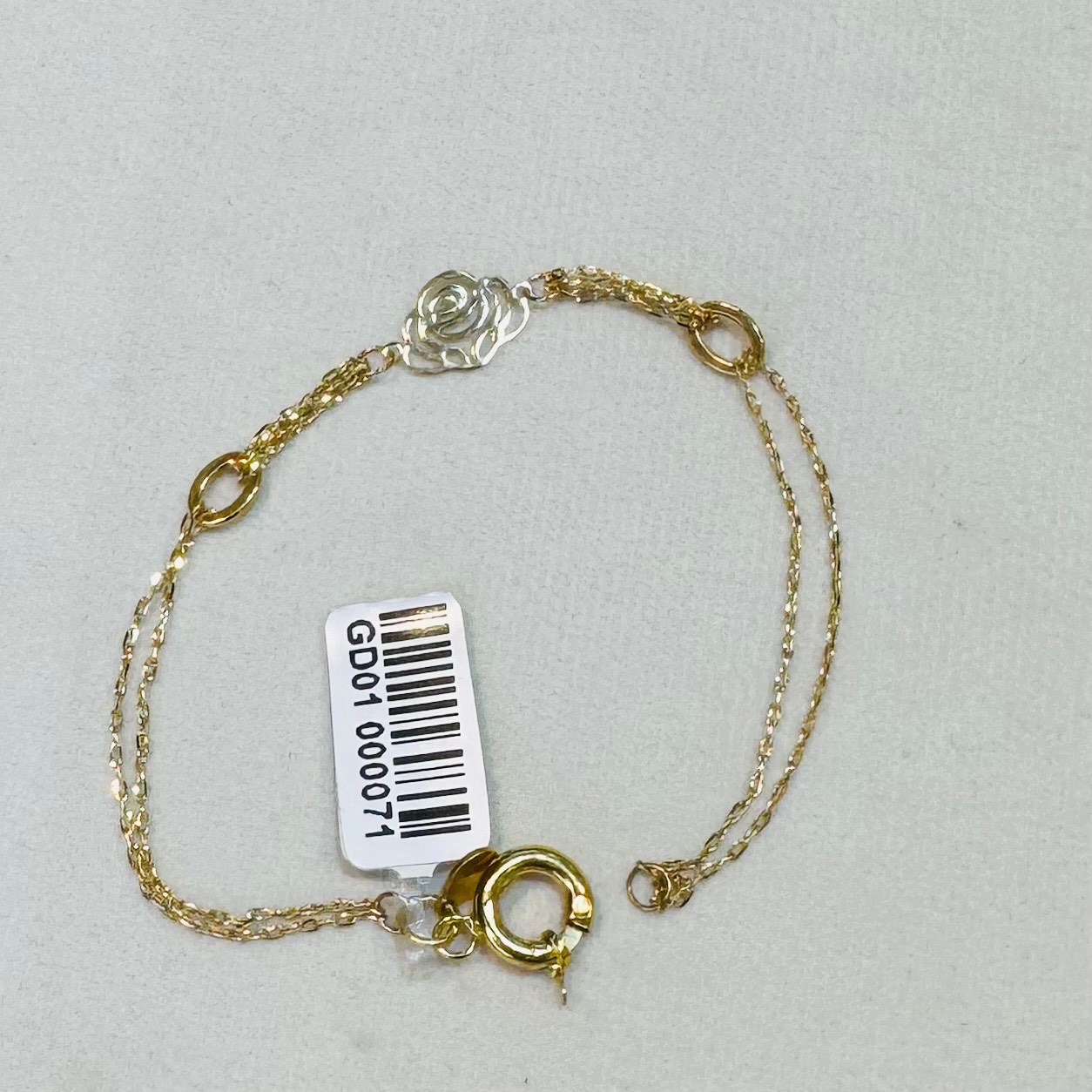 دستبند طلا 18 عیار مینیمال گل رز وزن ۱.۷۴ گرم اجرت ساخت ۱۲ درصد کد GD01 000071