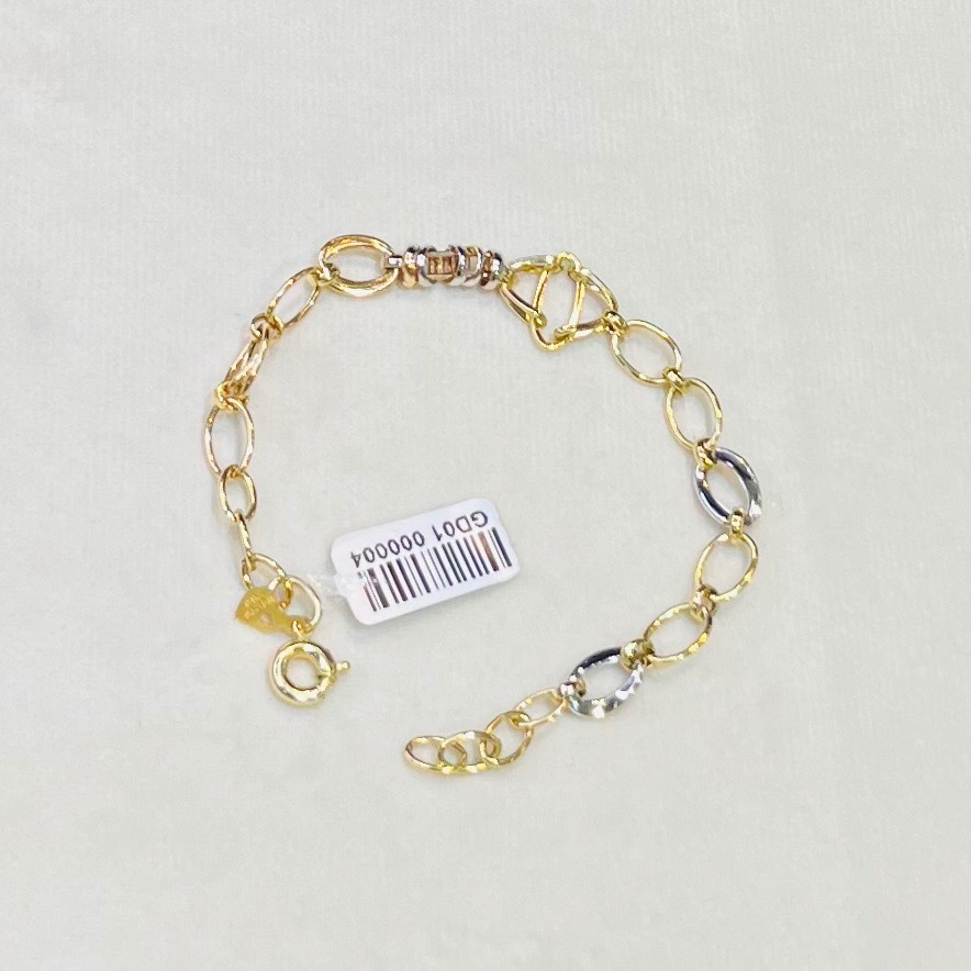 دستبند طلا 18 عیار زنجیری حلقه بیضی وزن ۳.۵۶گرم اجرت ساخت ۱۰ درصد کد GD01 000004